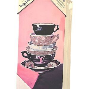 Design District Louis Vuitton Glitter Stacked Tea Cups Canvas Wall Decor